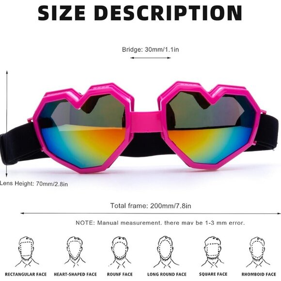 ?Women Pink Heart Shaped Sunglasses Fashion Ski Goggles Oversize Love Glasses main image 4